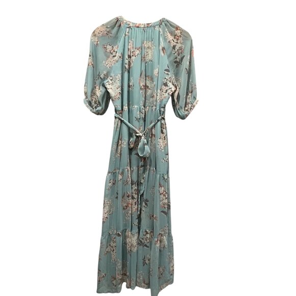 Motherhood Floral Tiered Midi Dress, Mint Green, M - Picture 9 of 11